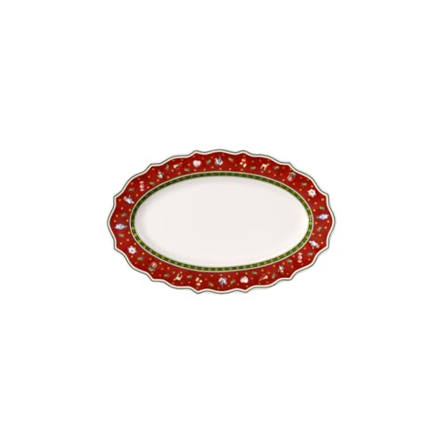 Villeroy & Boch Toy's Delight Mittelgroße Servierplatte, Premium Porzellan, Rot, Oval von Villeroy & Boch