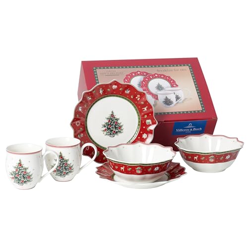 Villeroy & Boch – Toy'S Delight "Breakfast For Two" Frühstücksservice 6 Teilig Für 2 Personen, Kaffeeservice Weihnachten, Kaffeegeschirr, Weihnachtsgeschirr, Frühstücksgeschirr Set, Premium Porzellan von Villeroy & Boch