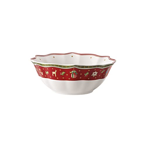 Villeroy & Boch – Toy's Delight Schale, 19cm, für Plätzchen, Weihnachtsgeschenk, Weihnachtsgeschirr aus Porzellan, Weihnachtsmotiv Keramik, Premium Porzellan, Weiß/Rot von Villeroy & Boch