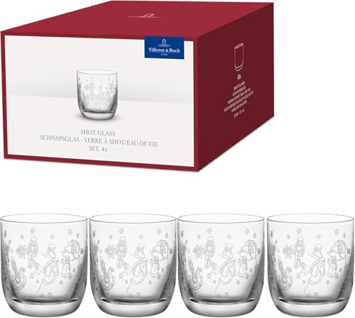 Villeroy & Boch – Toy's Delight Schnapsglas Set 4 teilig Klar, Spülmaschinenfest, Schnapsgläser Set, Weihnachtsgläser, Shotgläser, Likörgläser, Gläser mit Weihnachtsmotiv, Kristallglas von Villeroy & Boch
