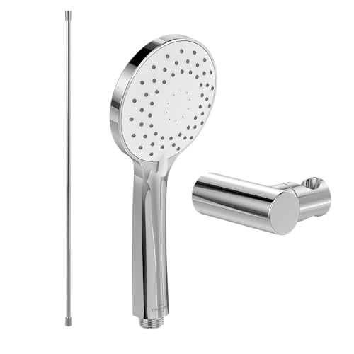 Villeroy & Boch Universal Showers Handbrause-Set (3 in 1 Bundle), bestehend aus Duschkopf inkl. Handbrausehalter (rund) und Handbrauseschlauch 1,60m, Chrom von Villeroy & Boch