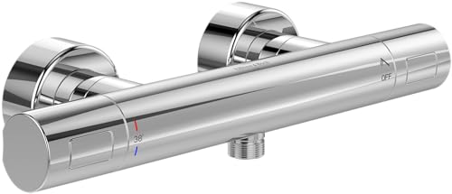 Villeroy & Boch Universal Taps & Fittings Duschthermostat, Aufputz Duscharmatur, Mischbatterie mit Sicherheitssperre bei 38°, rundes Thermostat für die Dusche, Chrom von Villeroy & Boch