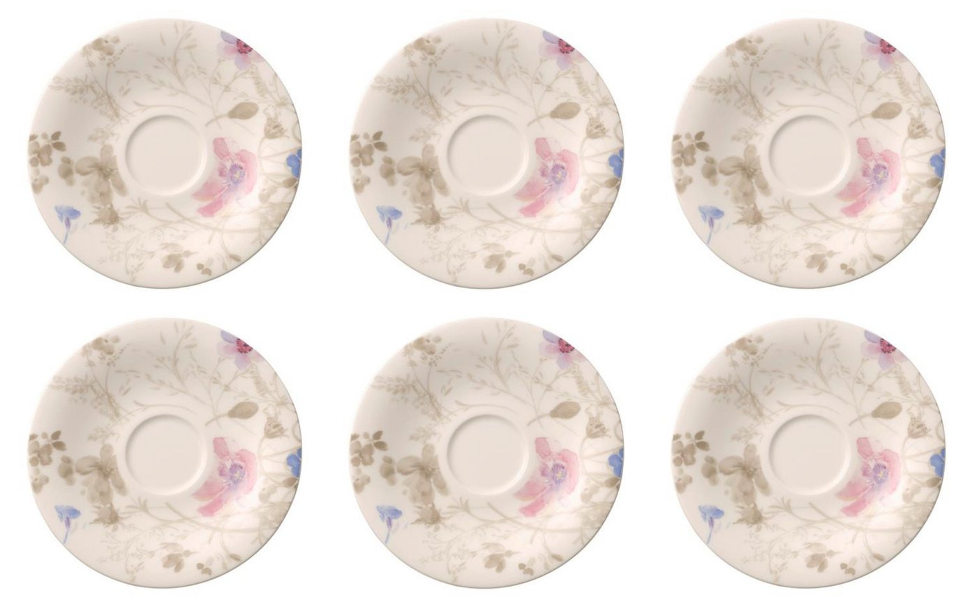 Villeroy & Boch Untertasse Mariefleur Gris, Spülmaschinengeeignet, Mehrfarbig, Motiv: Blumen von Villeroy & Boch