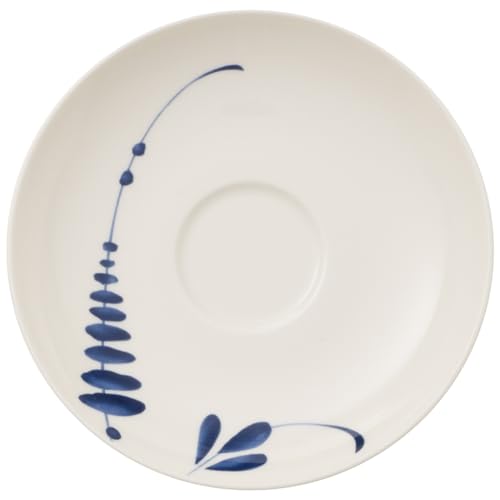 Villeroy und Boch Vieux Luxembourg Brindille Untertasse, 14 cm, Premium Porzellan, Weiß/Blau von Villeroy & Boch