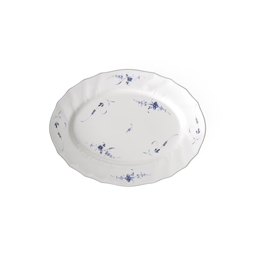 Villeroy und Boch Vieux Luxembourg Ovale Servierplatte, 36 cm, Premium Porzellan, Weiß/Blau, Porcelain von Villeroy & Boch