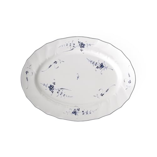 Villeroy und Boch Vieux Luxembourg Ovale Servierplatte, 43 cm, Premium Porzellan, Weiß/Blau, Porcelain von Villeroy & Boch