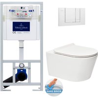 Villeroy&boch - WC-Pack Vorwandelement + sat Brevis wc ohne Flansch + ultradünner Softclose-Sitz + Betätigungsplatte von Villeroy & Boch