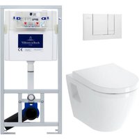 Villeroy&boch - WC-Pack Vorwandelement ViConnect + Vitra Integra Wand-WC + WC-Sitz aus Duroplast + Betätigungsplatte von Villeroy & Boch