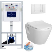 WC-Pack Vorwandelement ViConnect + Vitra Integra Wand-WC + WC-Sitz mit Fallbremse + Betätigungsplatte - Villeroy&boch von Villeroy & Boch