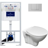 Villeroy&boch - WC-Pack Vorwandelement Viconnect + Cersanit S-line Pro Wand-WC mit WC-Sitz + Betätigungsplatte (ViConnectS-LinePro-3-DE) von Villeroy & Boch