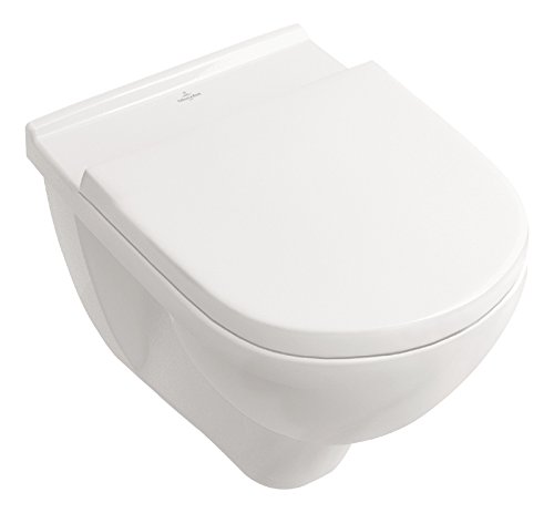 Villeroy & Boch Wand-WC spülrandlos O.novo 5660R001 mit extra Toilettendeckel, Weiß, mit DirectFlush & AQUAREDUCT Toilette ohne Spülrand wassersparend, Komplettset, Klo mit Toilettensitz, 04783 8 von Villeroy & Boch