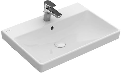 Villeroy&Boch Waschtisch Avento 4158 650x470mm 3-L Arm mittl HL durchg Überl Eckig WeißAlpin C+ von Villeroy & Boch