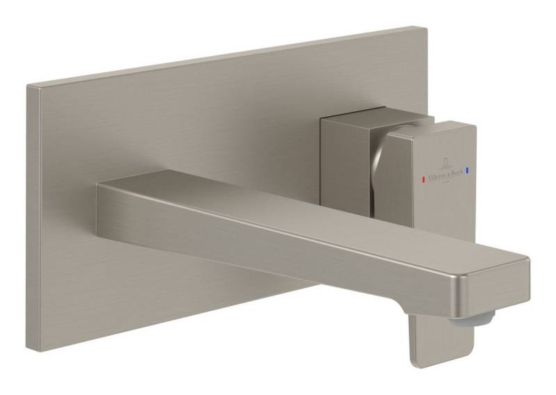 Villeroy & Boch Waschtischarmatur Architectura Square Mit Push-Open-Ablaufgarnitur, Wandmontage von Villeroy & Boch