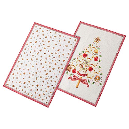 Villeroy und Boch Winter Bakery Delight Küchentücher-Set 2tlg., dekorative Geschirrtücher mit weihnachtlichen Motiven aus Baumwolle, bunt, 50 x 70 cm von Villeroy & Boch