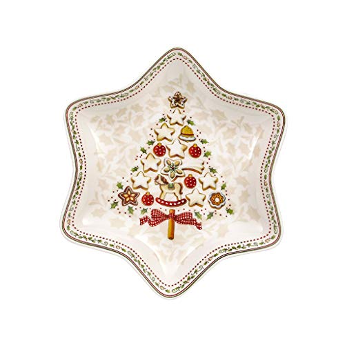 Villeroy und Boch Winter Bakery Delight Mittelgroße Schale "Baum" in Stern-Form, 16oz., Premium Porzellan, Weiß/Rot/Beige von Villeroy & Boch