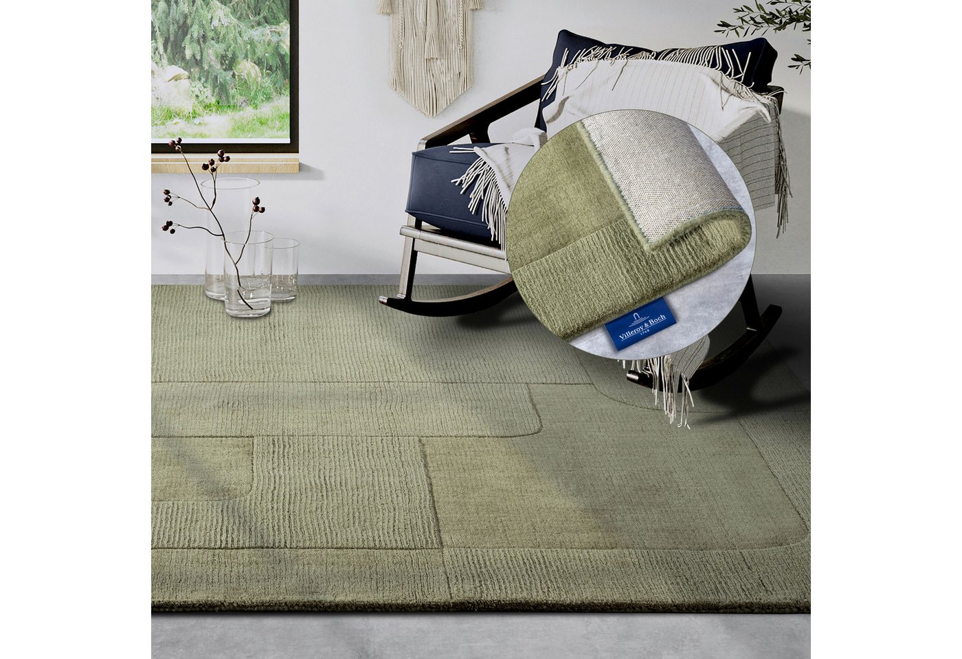 Villeroy & Boch Wollteppich Charlotte, rechteckig, Höhe: 10 mm, Läufer, Handgewebt, Wolle, Natur, Läufer, Wohnzimmer, Geometrie Villeroy & Boch Wollteppich Charlotte, rechteckig, Höhe: 10 mm, Läufer, Handgewebt, Wolle, Natur, Läufer, Wohnzimmer, Geometrie von Villeroy & Boch