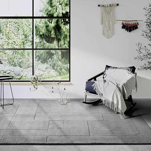 Villeroy & Boch Wollteppich Charlotte - Natur Wohnzimmerteppich - Handgewebt & Natürlich - Boho Teppich Wolle für Wohnzimmer, Schlafzimmer, Esszimmer, Flur, Küche – Grau, 160x230 cm von Villeroy & Boch