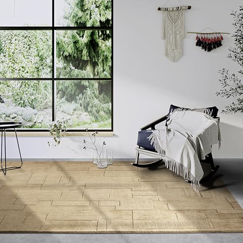 Villeroy & Boch Wollteppich Wilhelmine - Natur Wohnzimmerteppich - Handgewebt & Natürlich - Boho Teppich Wolle für Wohnzimmer, Schlafzimmer, Esszimmer, Flur, Küche – Beige, 190x280 cm von Villeroy & Boch