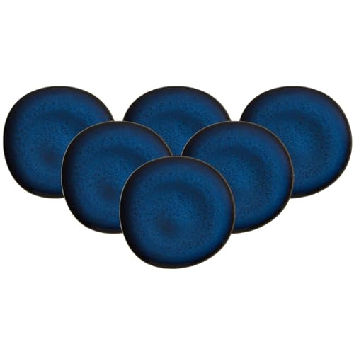 Villeroy & Boch like. by Lave Bleu Speiseteller 6er Set, 28 cm, Runder Teller mit einzigartiger Glasur, Skandinavisches Design, Steingut, Blau von Villeroy & Boch