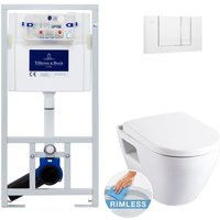 Villeroy&boch - Pack WC-Vorwandelement + Serel SM26 WC-Becken spülrandlos + Softclose-WC-Deckel + Weiße Platte (ViConnectSM26-2-DE) von Villeroy & Boch