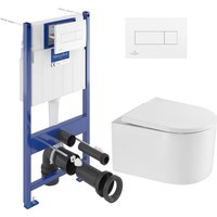 Villeroy&boch - ViConnect Pro Pack wc Trägergestell + wc ohne Rand sat + SoftClose-Sitz + weiße Platte (ViConnectDelanoTQ-2) von Villeroy & Boch