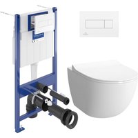 Villeroy&boch - WC-Pack Vorwandelement ViConnect Pro + Sento Wand-WC ohne Spälrand + Softclose-Sitz + 2-Tasten-Betätigungsplatte von Villeroy & Boch