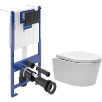 Villeroy&boch - wc Pack und Vorwandelement + sat-wc ohne Flansch + SoftClose-Sitz + Schwarze Platte (VCNSAT4) von Villeroy & Boch