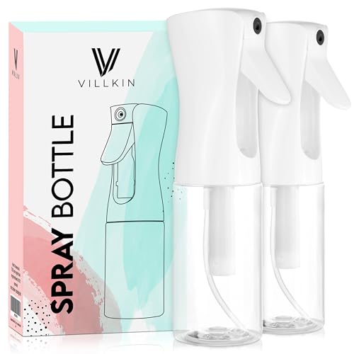 Villkin Sprühflasche - 2er Set - Extra feiner Sprühnebel mit 200ml Behälter ideal zum zum Bügeln oder für Friseure (2 Set, Weiß/Transparent) von Villkin