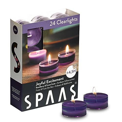 24 SPAAS© Duftkerzen in Geschenkverpackung 4,5 h Brenndauer Clearlights Duft Teelicht Duftlicht Kerzen (Joyfull Excitement (Erdbeere/Waldfrüchte)) von Vilo Visions