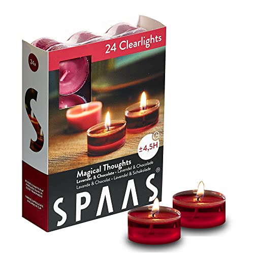 24 SPAAS© Duftkerzen in Geschenkverpackung 4,5 h Brenndauer Clearlights Duft Teelicht Duftlicht Kerzen (Magical Thoughts (Lavendel/Schokolade)) von Vilo Visions