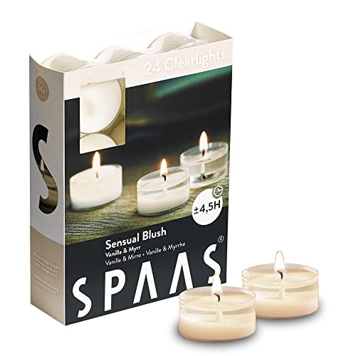 24 SPAAS© Duftkerzen in Geschenkverpackung 4,5 h Brenndauer Clearlights Duft Teelicht Duftlicht Kerzen (Sensual Blush (Vanille/Myrrhe)) von Vilo Visions