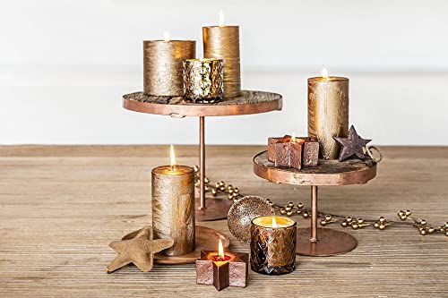 Bronze Stumpen Kerzen Perlmut Advents Weihnachtskerze Deko Kerze SPAAS© Geschenk (10 cm Ø x 10 cm Hoch, Bronze Metallic) von Vilo Visions