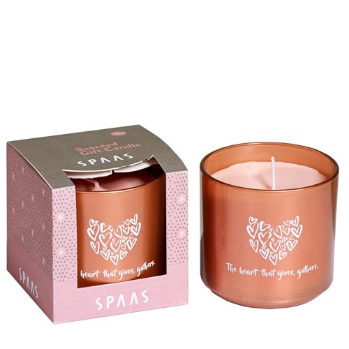 Spaas® Duftkerze Duftkerze Geschenk Kerze in Glas 30h Brenndauer Duftkerze mit Aufschrift, Geschenk für Weihnachten, Geschenkset: Glaskerze in edle Geschenkdose (HEART Kerze (Myrrhe und Kardamom)) von Vilo Visions