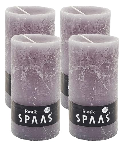 Spaas® Stumpenkerze Rustikale Stumpen Kerze mehrere Farben - in Vorteilpackung, Schönes Geschenk für Weihnachten), Rustikale Optik (6,8cm Ø x 13cm Hoch, Grau) von Vilo Visions