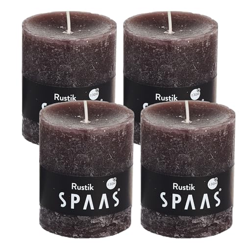 Spaas® Stumpenkerze Rustikale Stumpen Kerze mehrere Farben - in Vorteilpackung, Schönes Geschenk für Weihnachten), Rustikale Optik (6,8cm Ø x 8cm Hoch, Warm Braun) von Vilo Visions