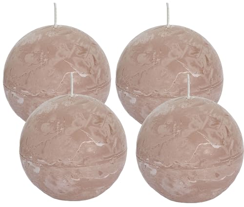 Spaas® Stumpenkerze Rustikale Stumpen Kerze mehrere Farben - in Vorteilpackung, Schönes Geschenk für Weihnachten), Rustikale Optik (Kugelkerze Ø 8cm, Beige) von Vilo Visions