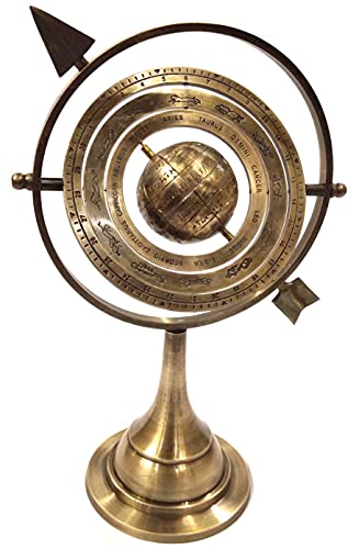 Armillarsphäre, antikes Messing, 30,5 cm, Vintage-Stil, antiker Stil, für den Tisch, Messingdekor von Vimal Nautical