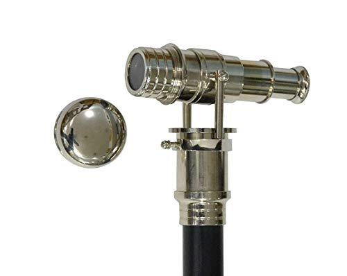 Vimal Nautical Top Nautical Spy Teleskop Steampunk Design Gehstock Messing Griff viktorianischer Holz Gehstock handgefertigt Geschenk Faltbarer Gehstock von Vimal Nautical