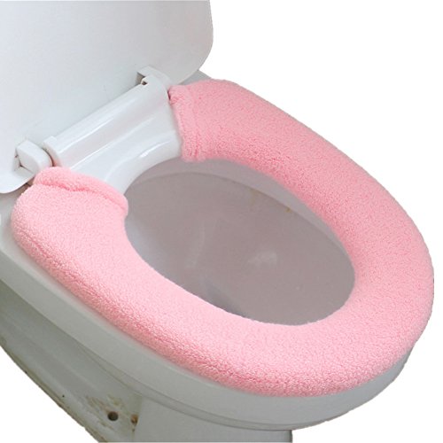 Vimeet Wärmer Waschbar WC-Sitz-Pad Badezimmer Bad WC-Sitzbezüge Toiletten Sitzbezug Closestool Seat Pad Toilet Seat Cover WC-Sitz Kissen Toilette Sitz Abdeckung für Universal Toilettensitz Rosa von Vimeet