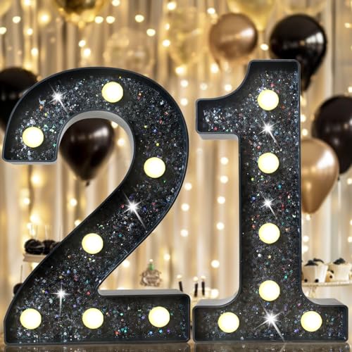 Glitzernde LED Zahlen Lampe Nummer Beleuchtete Ziffern für 21. Geburtstagsparty Jubiläum Hochzeit Hintergrund, Zahlen Lichter Batteriebetrieben Zuhause Bar Wand Tisch Dekor– Schwarze Zahl 21 Glitzernde LED Zahlen Lampe Nummer Beleuchtete Ziffern für 21. Geburtstagsparty Jubiläum Hochzeit Hintergrund, Zahlen Lichter Batteriebetrieben Zuhause Bar Wand Tisch Dekor– Schwarze Zahl 21 von Vimlits