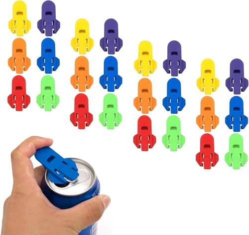 Manueller Dosenöffner, einfacher Soda- und Bierdosenöffner und Getränkedosen-Schutzhülle, Premium-Kunststoff-Schutz, Dosenöffner for Limo, Cola, Bier, Limonade(24pcs) von Vimlo