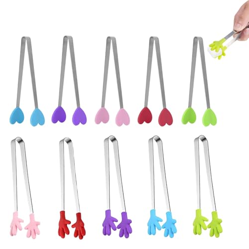 10 Stück Mini Zuckerzange Essen Clip, Multifunktionale Candy Bar Zubehör, Silikon Edelstahl Fingerfood Zubehör, Rutschfester Pinzette Kinder, Servierzange Klein für BBQ Süßes Eiswürfel Salat 10 Stück Mini Zuckerzange Essen Clip, Multifunktionale Candy Bar Zubehör, Silikon Edelstahl Fingerfood Zubehör, Rutschfester Pinzette Kinder, Servierzange Klein für BBQ Süßes Eiswürfel Salat von Vimmvid