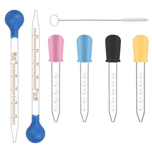 7 Stück Kinder Pipette Anzugs, Pipette Glas Glaspipette Pipetten Kinder Glas Pipette Pipette Groß für Pflanze, Haustier Und Süßigkeitenformen Bastelarbeiten (with a Bürsten) von Vimmvid