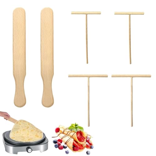 6 Stück Crepes Verteiler Set, T-Form Crepes Wender, Crepe Verteiler, Teigverteiler Für Crepes Maker Zubehör, Für Crepes Pfanne, Palatschinkenpfanne von Vimmvid