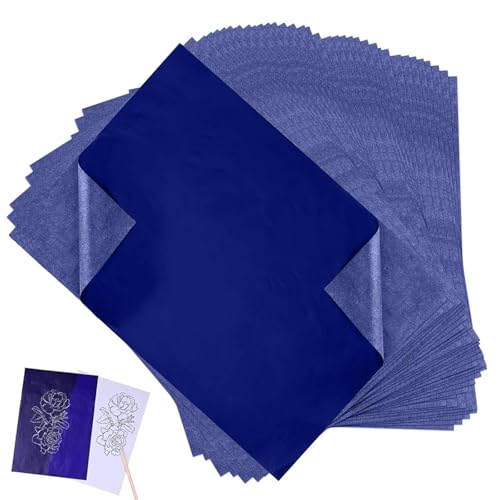 Vimmvid 100 Blatt Kohlepapier Pauspapier Blaupapier Zum Durchschreiben A4 Durchschlagpapier Pauschpapier Kohlepapier Zum Nachzeichnen Für Papier,Holz,Keramik,Leinwand,21x29.7cm (Blau) von Vimmvid