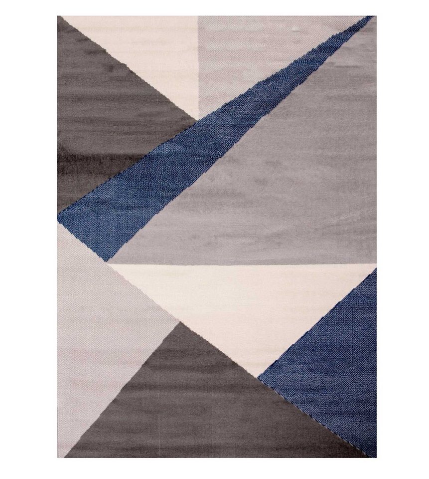 Vimoda Teppich Teppich Wohnzimmer Schlafzimmer Flur Teppich Geometrisches Muster Blau, Rechteckig, Läufer Dreieck Muster von Vimoda