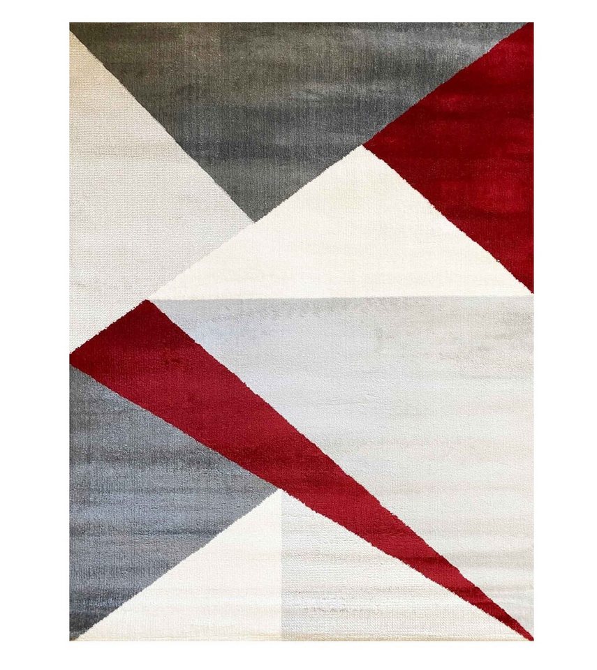 Vimoda Teppich Teppich Wohnzimmer Schlafzimmer Flur Teppich Geometrisches Muster Rot, Rechteckig, Läufer Rot Dreieck Muster von Vimoda