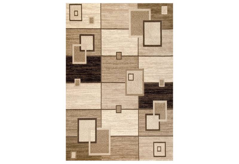 Vimoda Designteppich Teppich Wohnzimmer kurzflor, Rechteckig, Höhe: 12 mm, Läufer Kariert geometrischen Retro Kachel Optik Braun von Vimoda