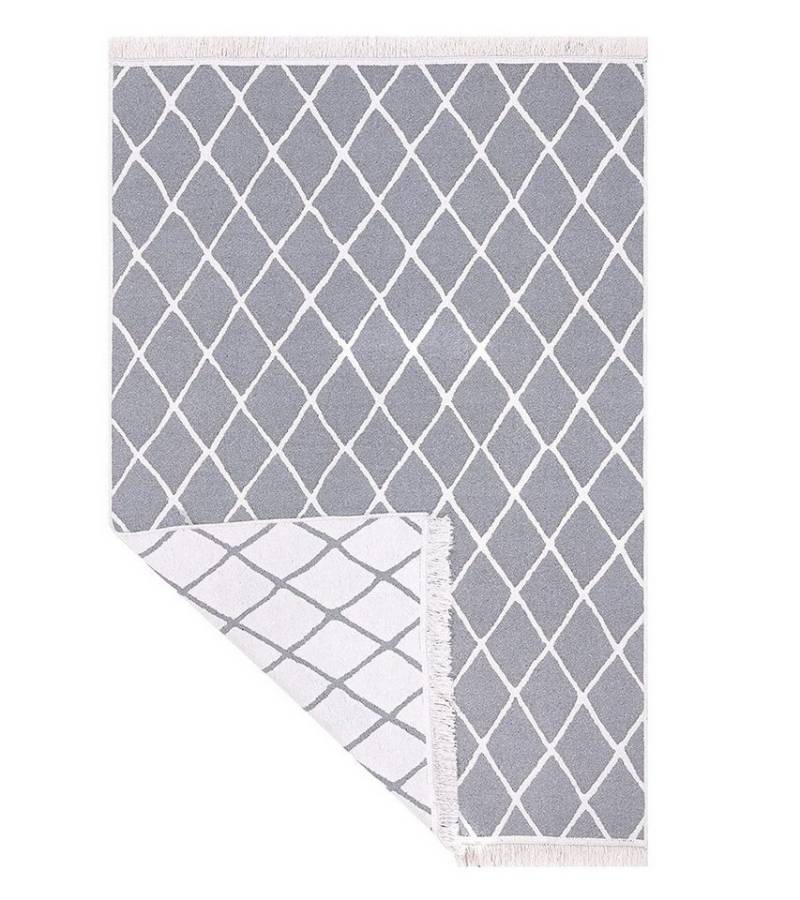 Vimoda Teppich Waschbarer Teppich Wendbar Grau Modern, Rechteckig, Wendbar Läufer Beidseitig von Vimoda