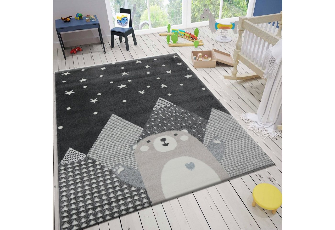 Teppich Kinderteppich Babyteppich für Mädchen und Jungs Bär, Vimoda, Rechteckig von Vimoda